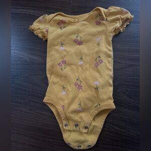 Carter's Baby 9mo Mustard Yellow Floral One-Piece Bodysuit